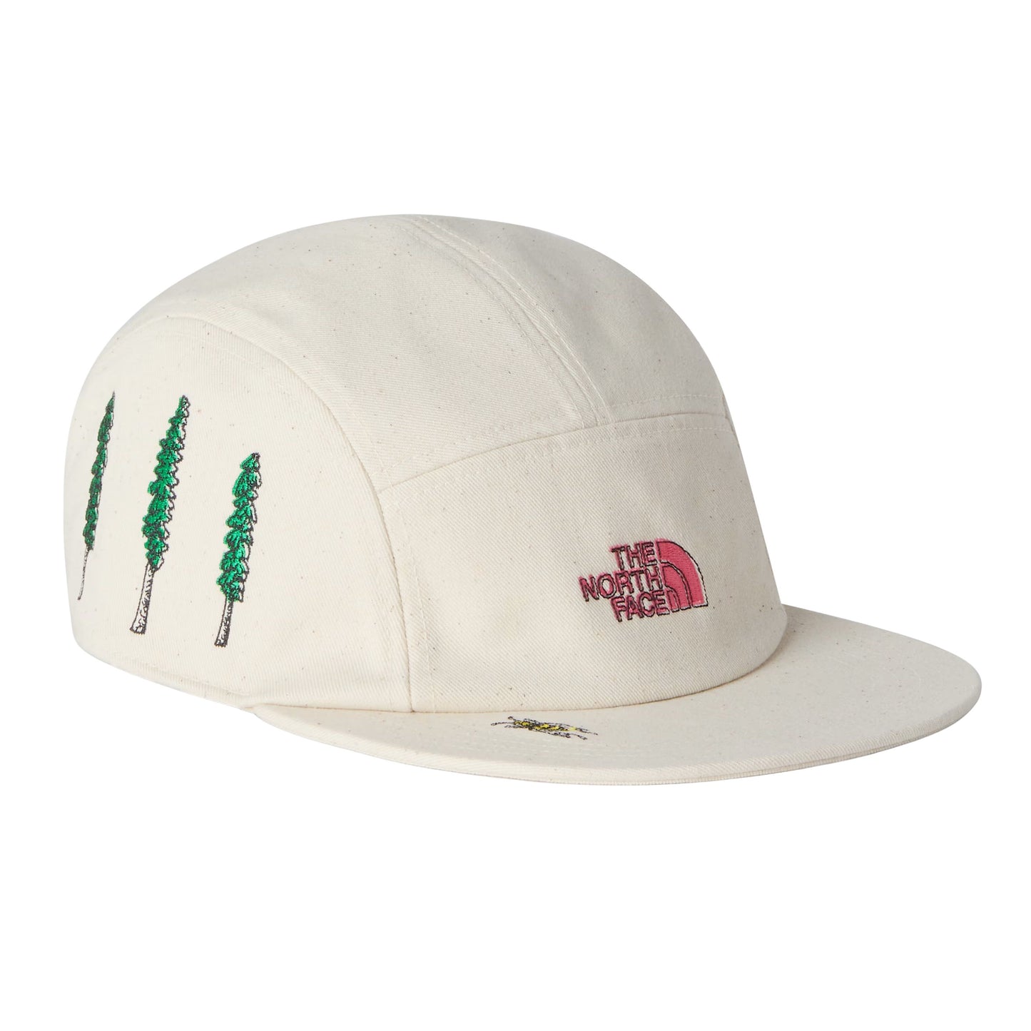 Boné unissexo The North Face Norm Camp em Branco Dune/Raw Undyed/Graphics. Foto da parte da frente.