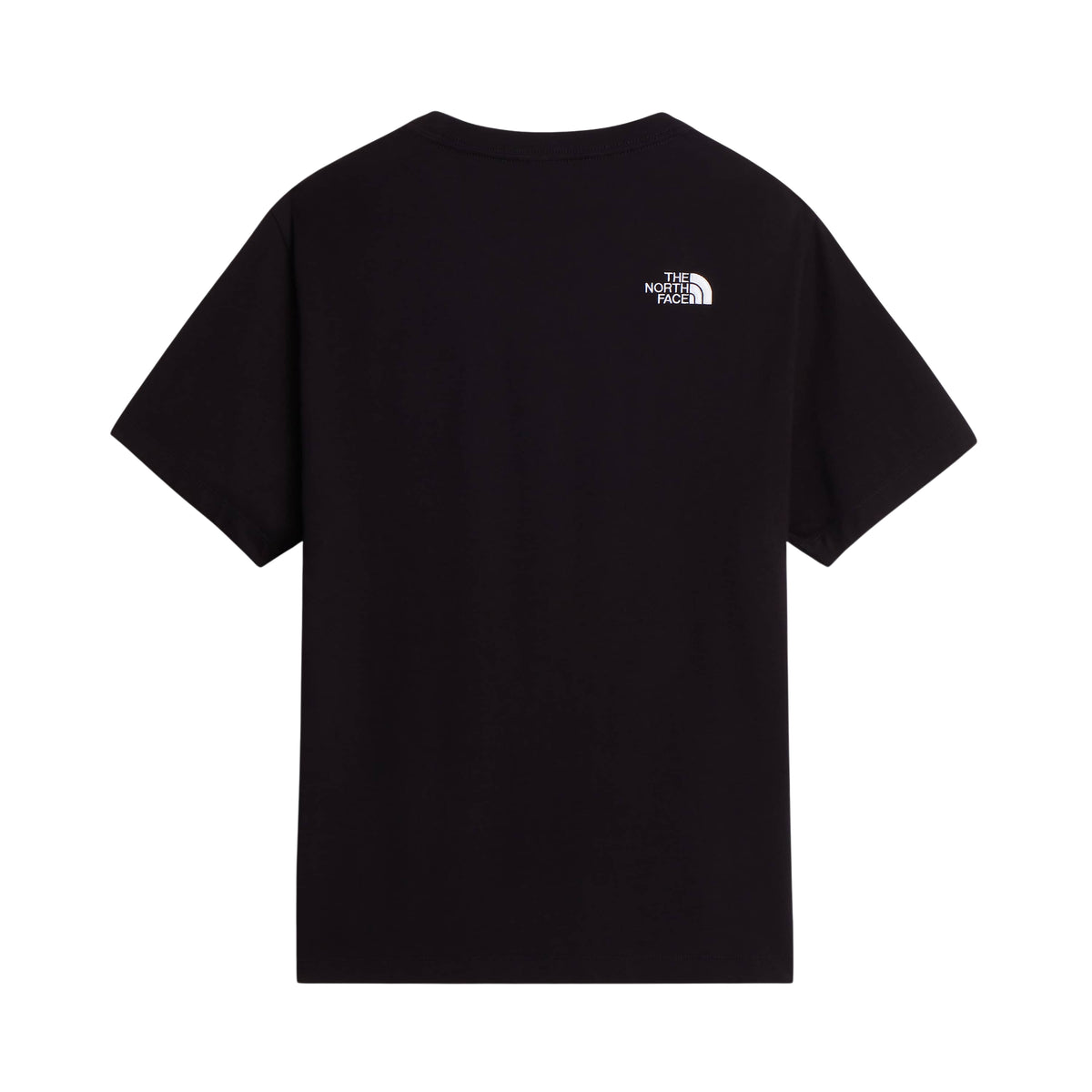 Vista traseira da t-shirt The North Face Off Piste Embro preta, com logótipo branco bordado junto ao ombro direito.