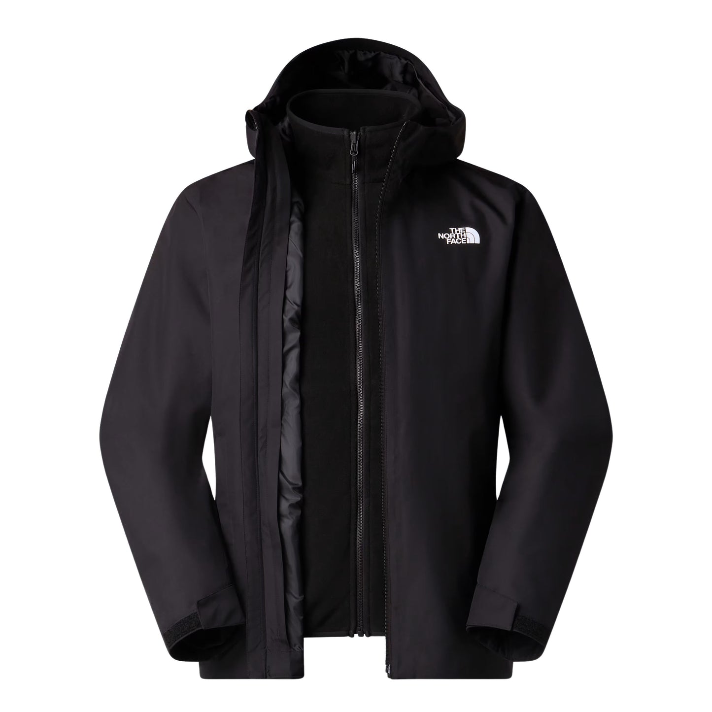 Casaco com carapuço para homem The North Face Quest Triclimate em Preto TNF/NPF. Foto da parte da frente.