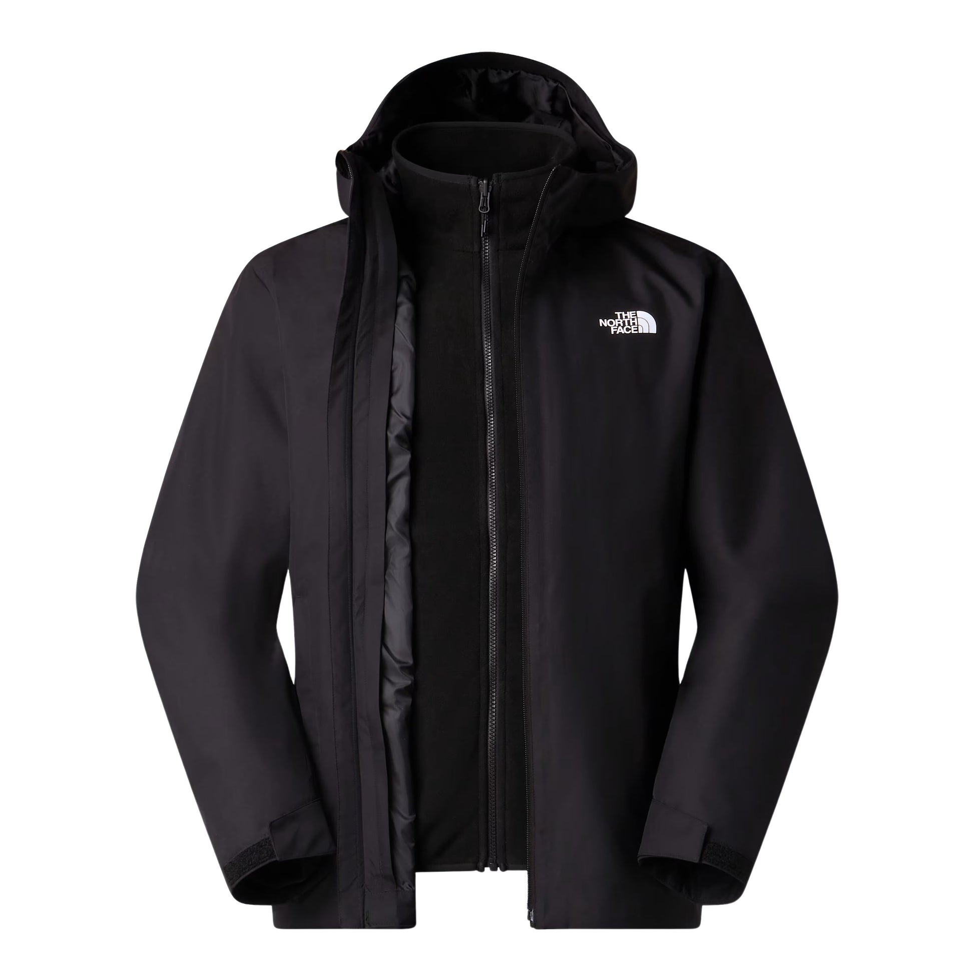 Casaco com carapuço para homem The North Face Quest Triclimate em Preto TNF/NPF. Foto da parte da frente.