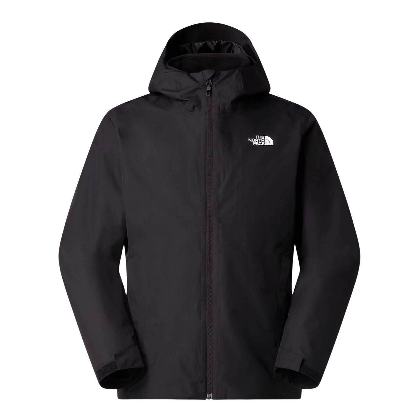 Casaco com carapuço para homem The North Face Quest Triclimate em Preto TNF/NPF. Foto da parte da frente.