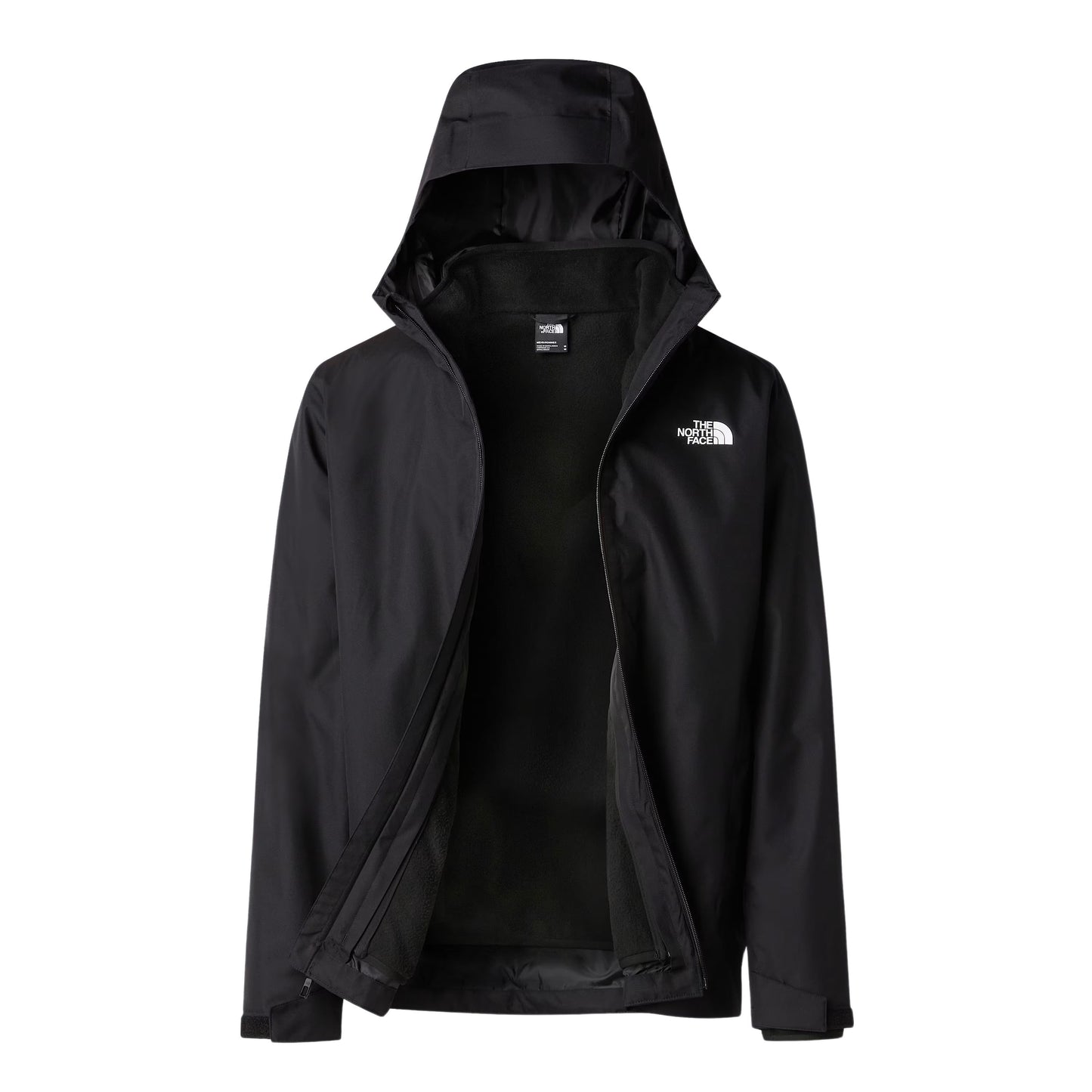 Casaco com carapuço para homem The North Face Quest Triclimate em Preto TNF/NPF. Foto da parte da frente.