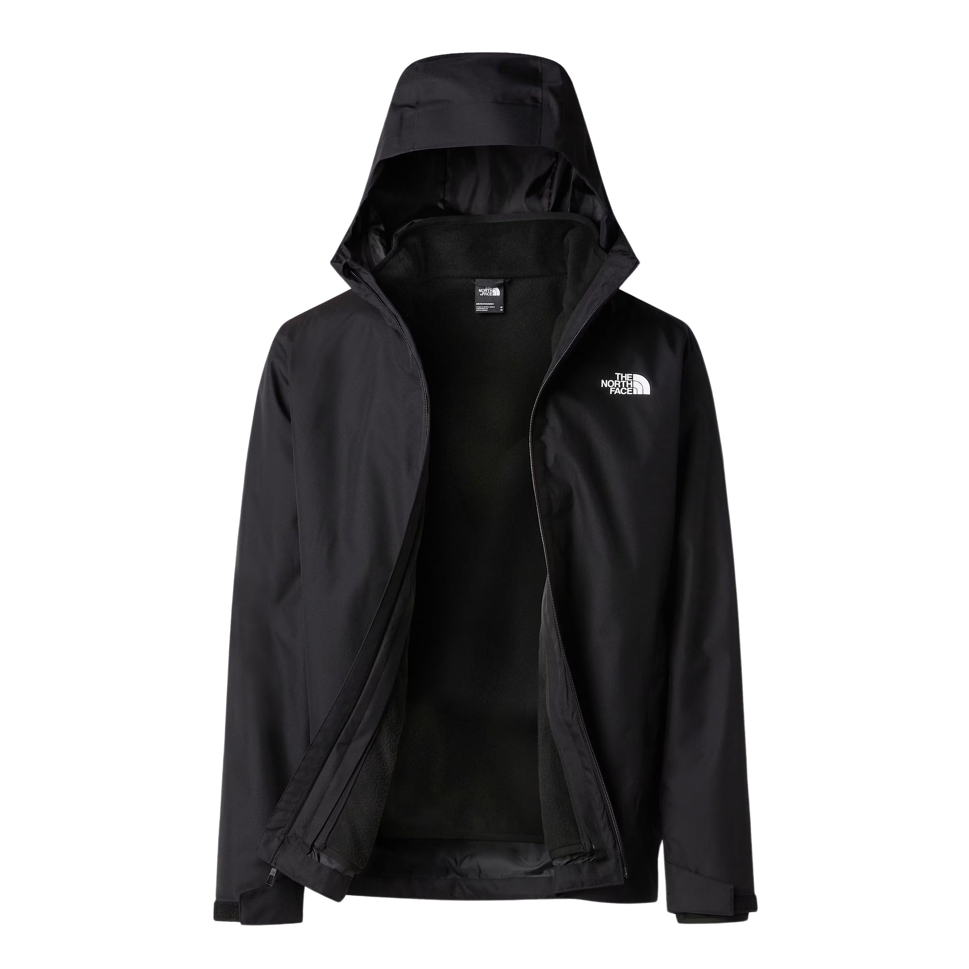 Casaco com carapuço para homem The North Face Quest Triclimate em Preto TNF/NPF. Foto da parte da frente.
