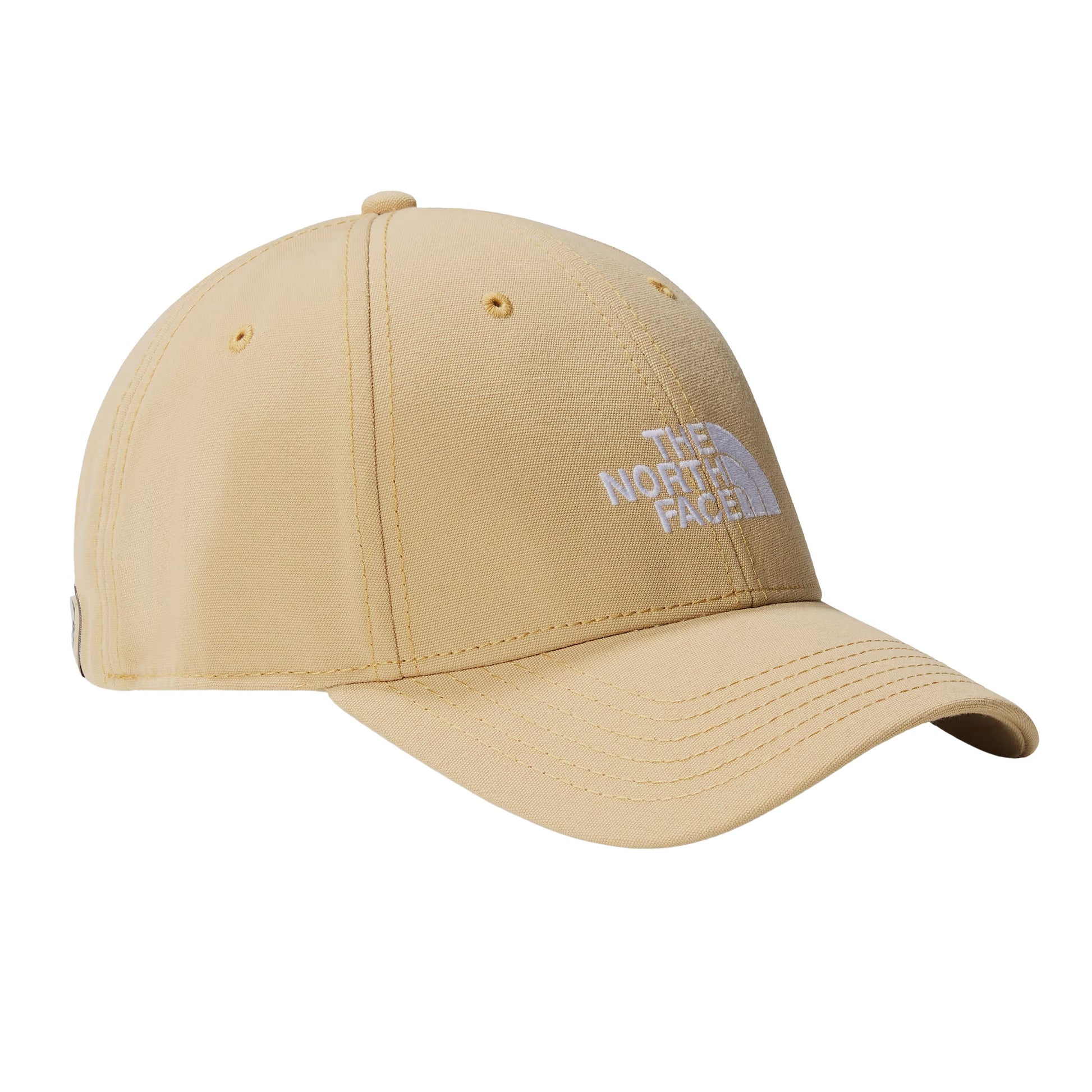 Boné unissexo The North Face Recycled 66 Classic em Khaki Stone. Foto da parte da frente.