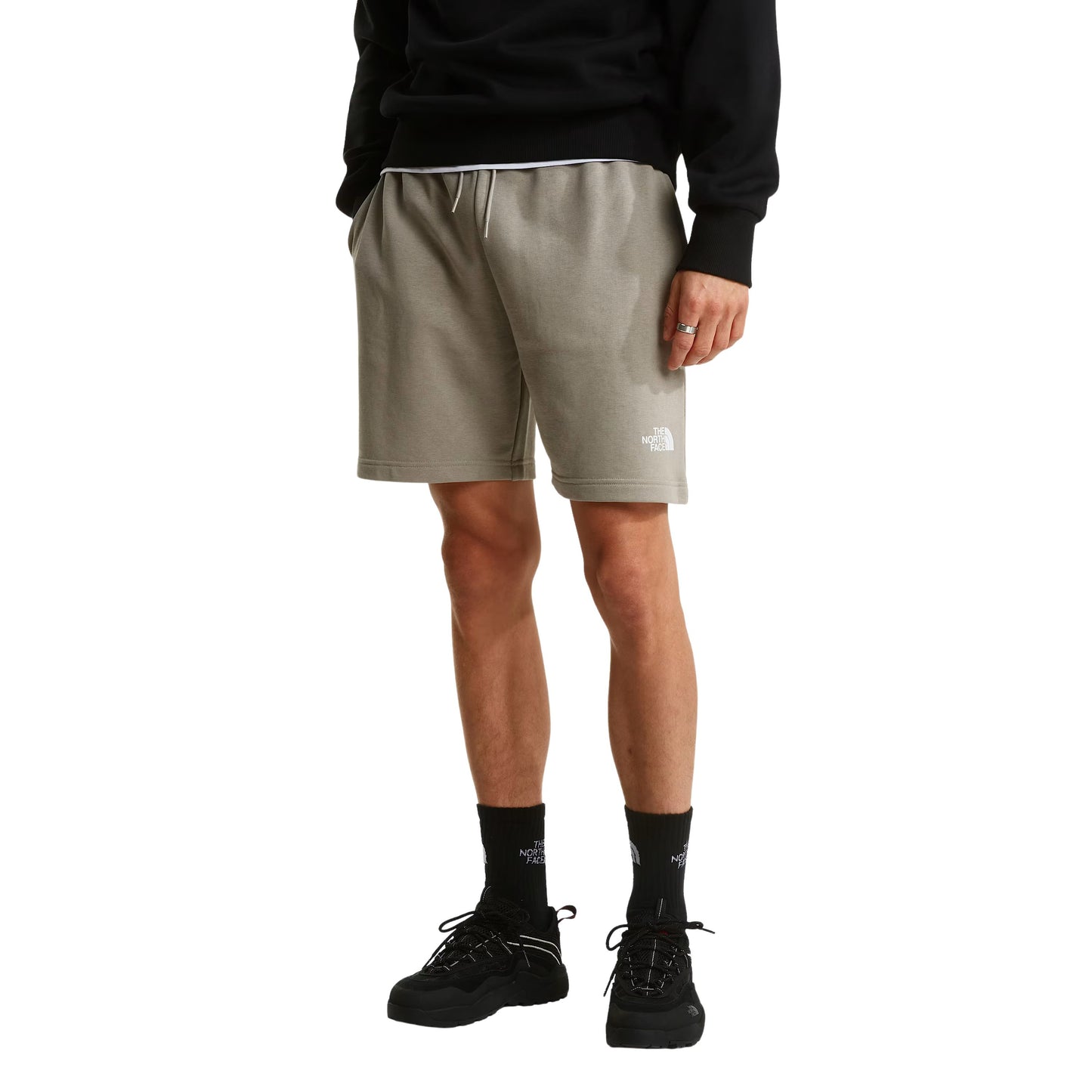 Calções para homem The North Face Simple Dome Light Regular em Stone Slab. Foto da parte da frente, vestidos.