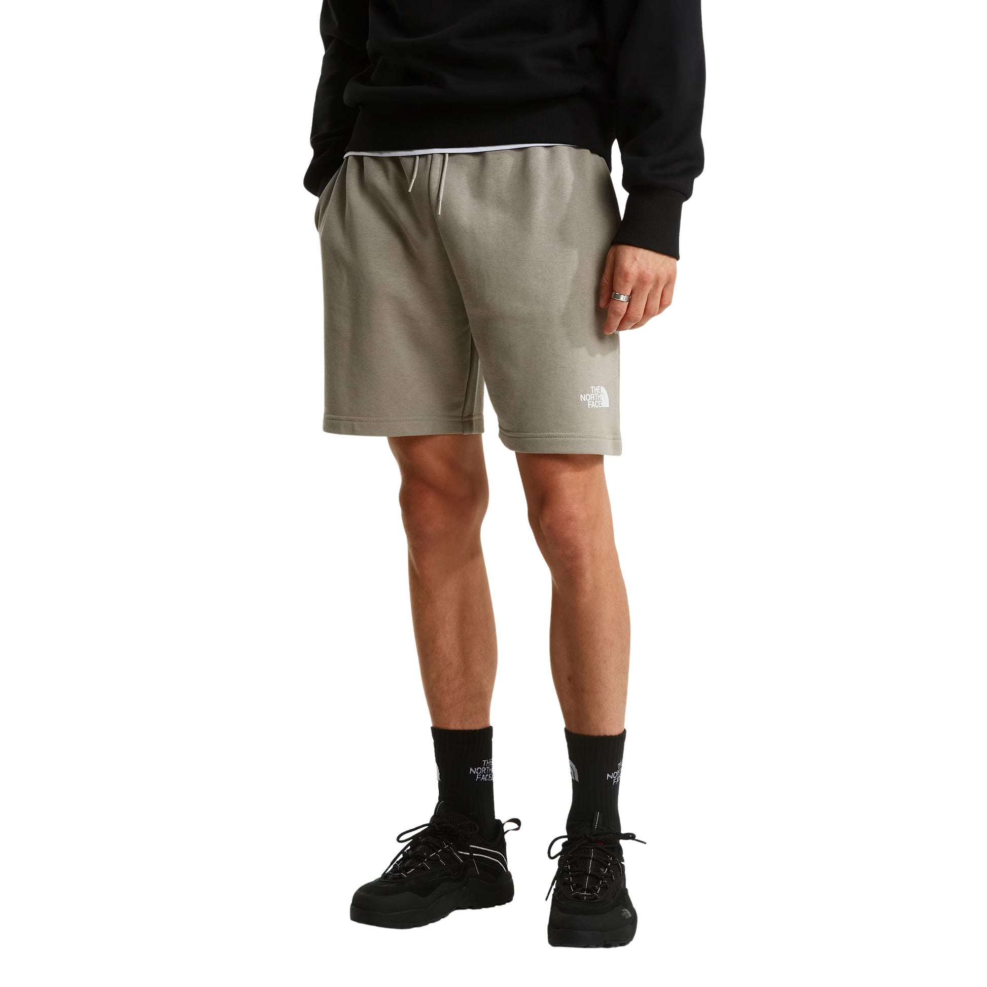 Calções para homem The North Face Simple Dome Light Regular em Stone Slab. Foto da parte da frente, vestidos.