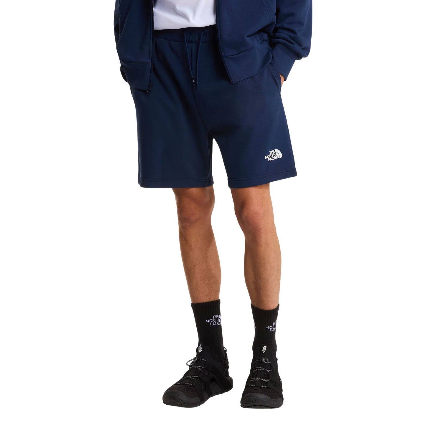 Calções para homem The North Face Simple Dome Light Regular em Summit Navy. Foto da parte da frente, vestidos.