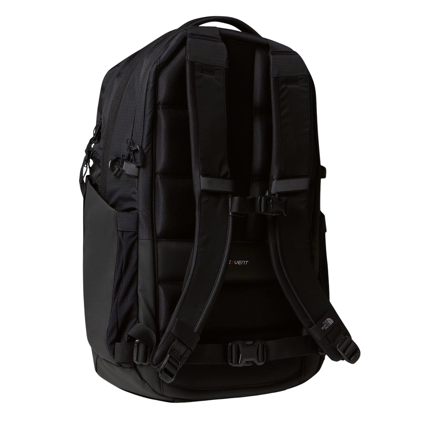 Mochila unissexo The North Face Surge em Preto TNF/Preto TNF. Foto de detalhe da parte de trás.