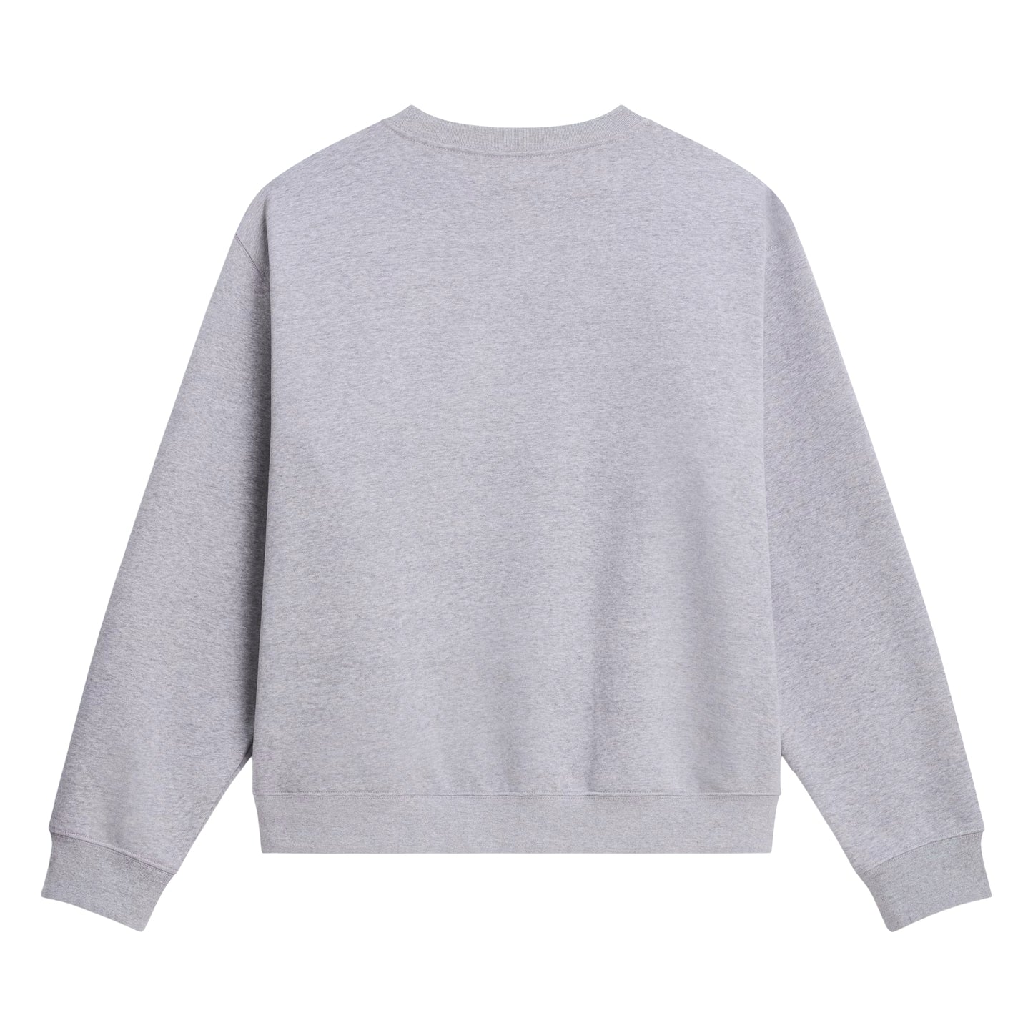 Sweat The North Face TNF Essential Simple Dome Relaxed em TNF Pale Grey Heather — vista traseira, produto sem modelo, costas limpas em malha cardada Pale Grey Heather, gola, punhos e bainha canelados visíveis, fundo branco.