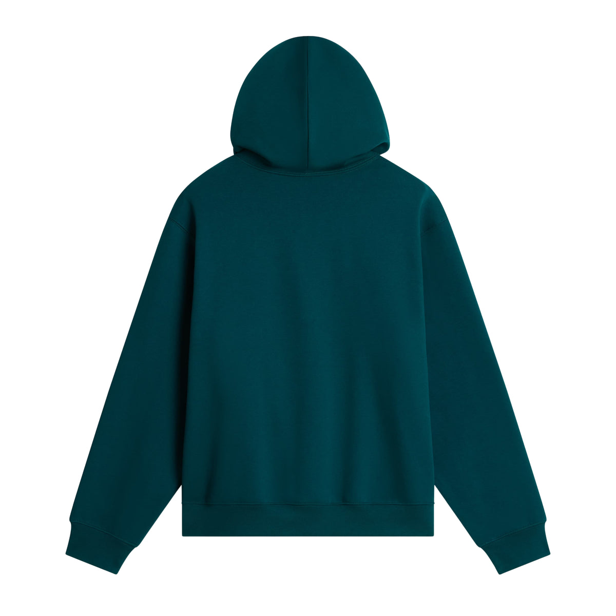 Vista traseira da sweat The North Face Essential Simple Dome Pacific Teal, com costas lisas, capuz e bainha canelada.