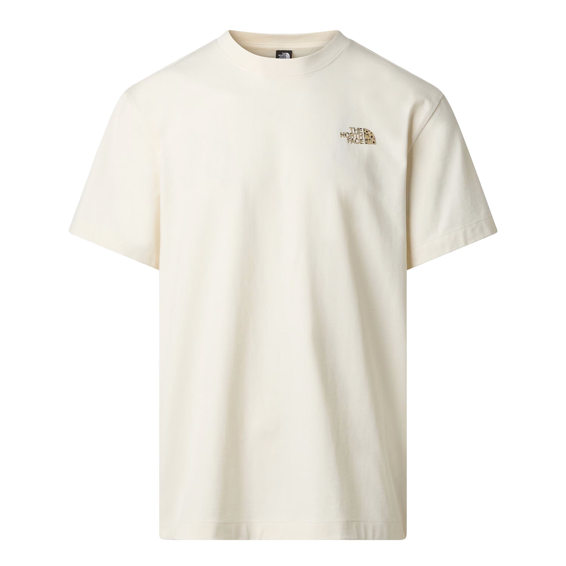 T-Shirt de manga curta unissexo The North Face TNF Snack Relaxed Graphic em Branco Dune. Foto da parte da frente.