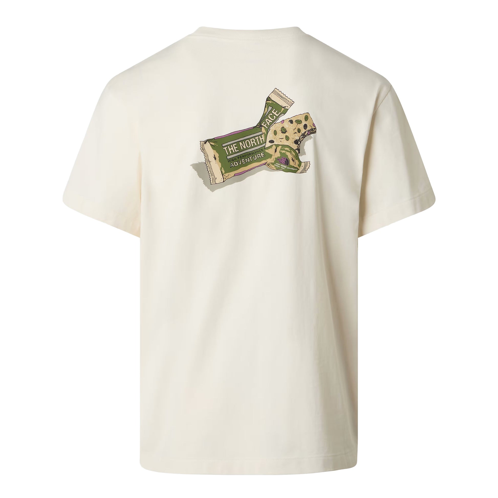 T-Shirt de manga curta unissexo The North Face TNF Snack Relaxed Graphic em Branco Dune. Foto da parte de trás.