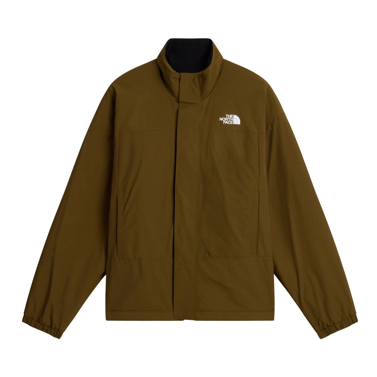Vista frontal do casaco The North Face Yumiori com o lado WindWall™ Caraway Seed para fora e logótipo branco no peito.