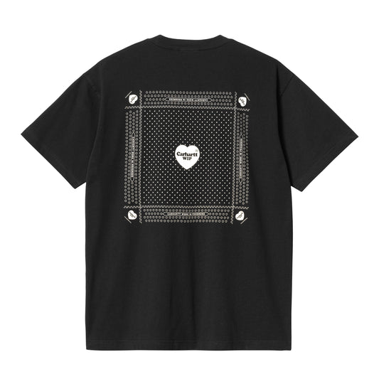 Carhartt WIP Heart Bandana T-Shirt Black/White Stone Washed. Foto da parte de trás.