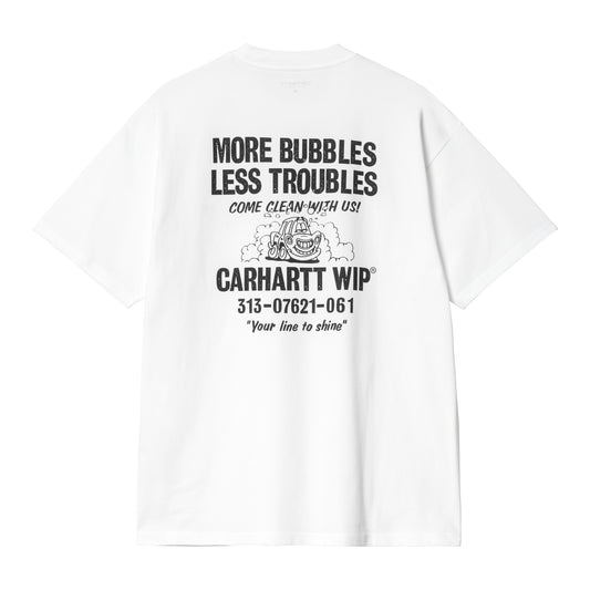 Carhartt WIP Less Troubles T-Shirt White/Black. Foto da parte de trás.