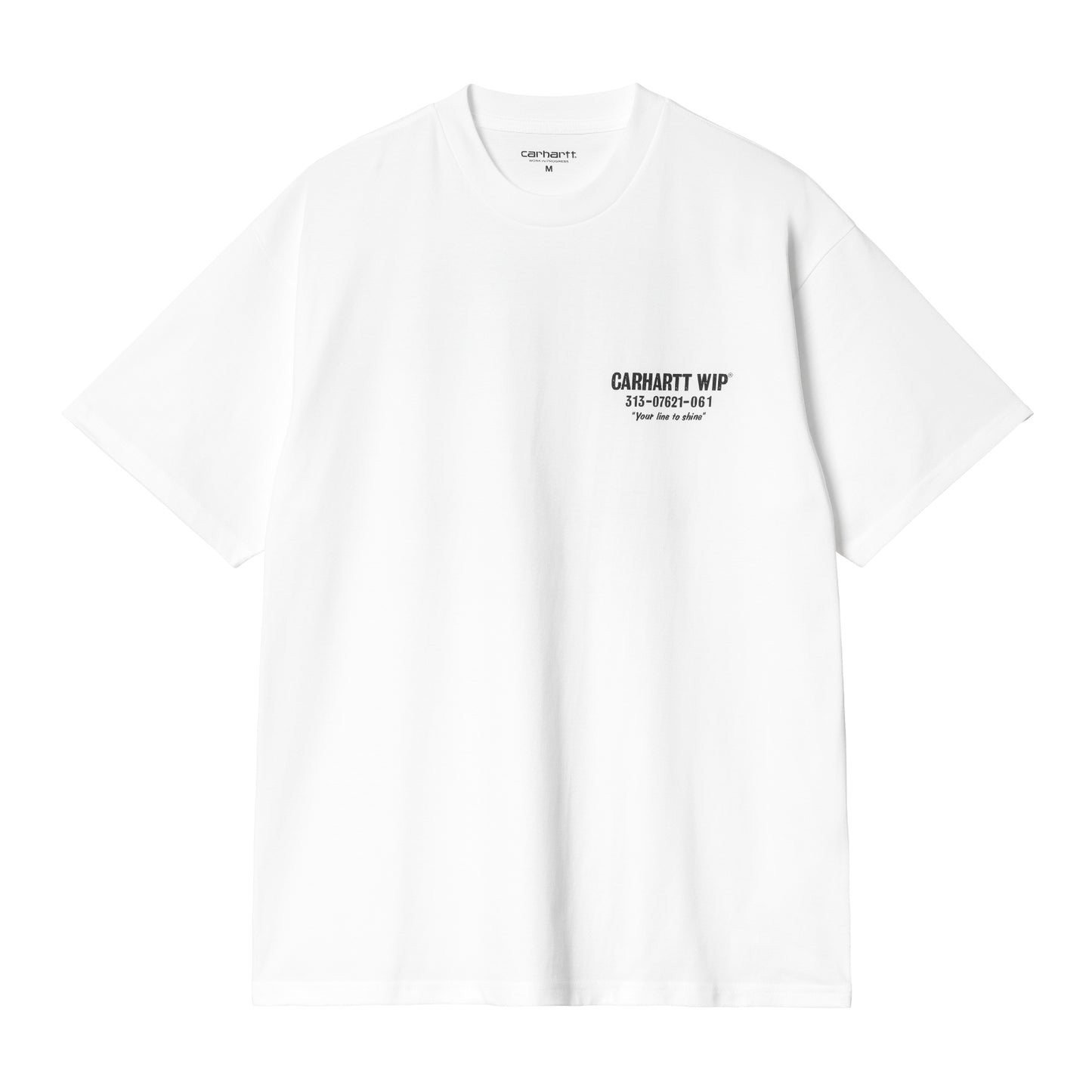Carhartt WIP Less Troubles T-Shirt White/Black. Foto da parte da frente.