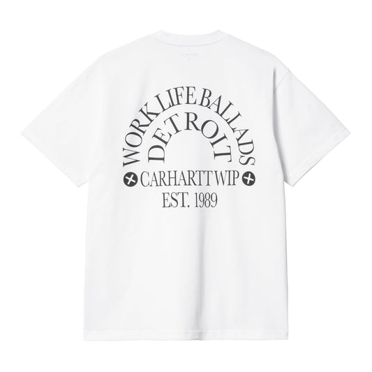 Carhartt WIP Work Varsity T-Shirt White/Black. Foto da parte de trás.