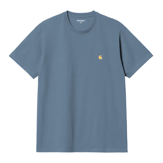 Carhartt WIP Chase Short Sleeve T-Shirt Positano/Gold. Foto da parte da frente.