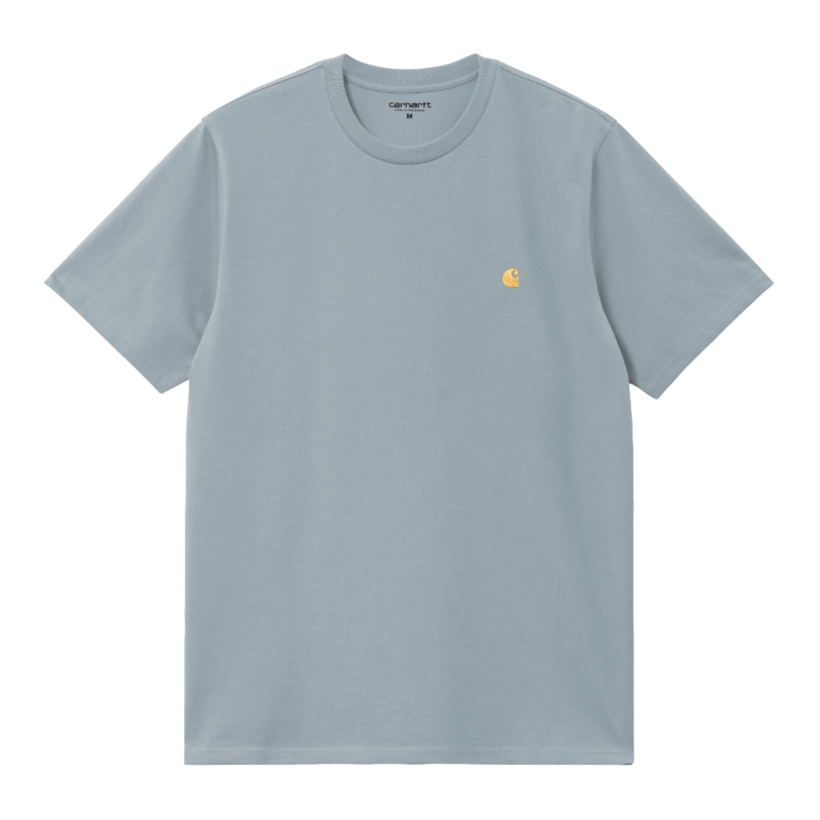 Carhartt WIP Chase Short Sleeve T-Shirt Frosted Blue/Gold. Foto da parte da frente.