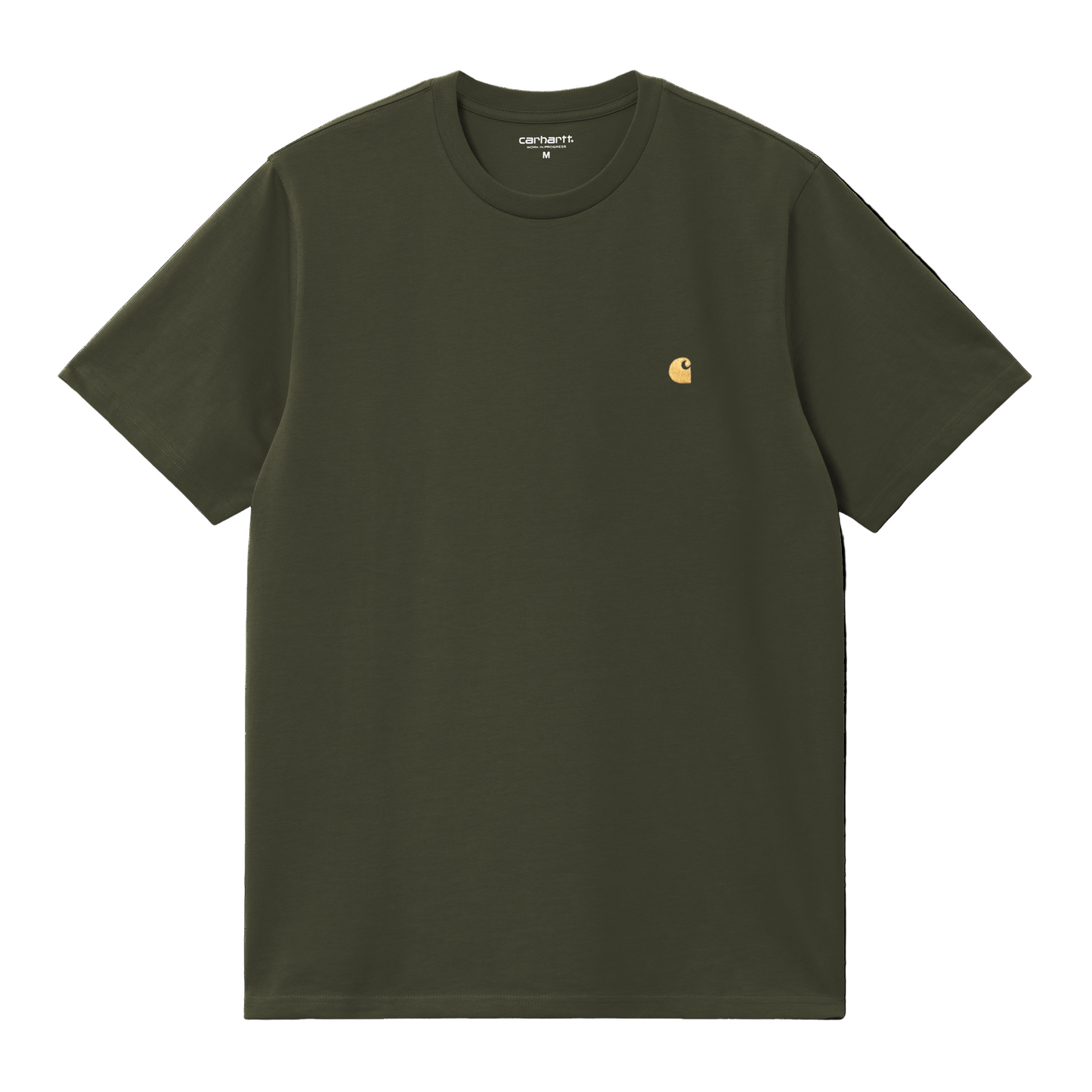 T-Shirt de manga curta para homem Carhartt WIP Chase em Olive/Gold. Foto da parte da frente.