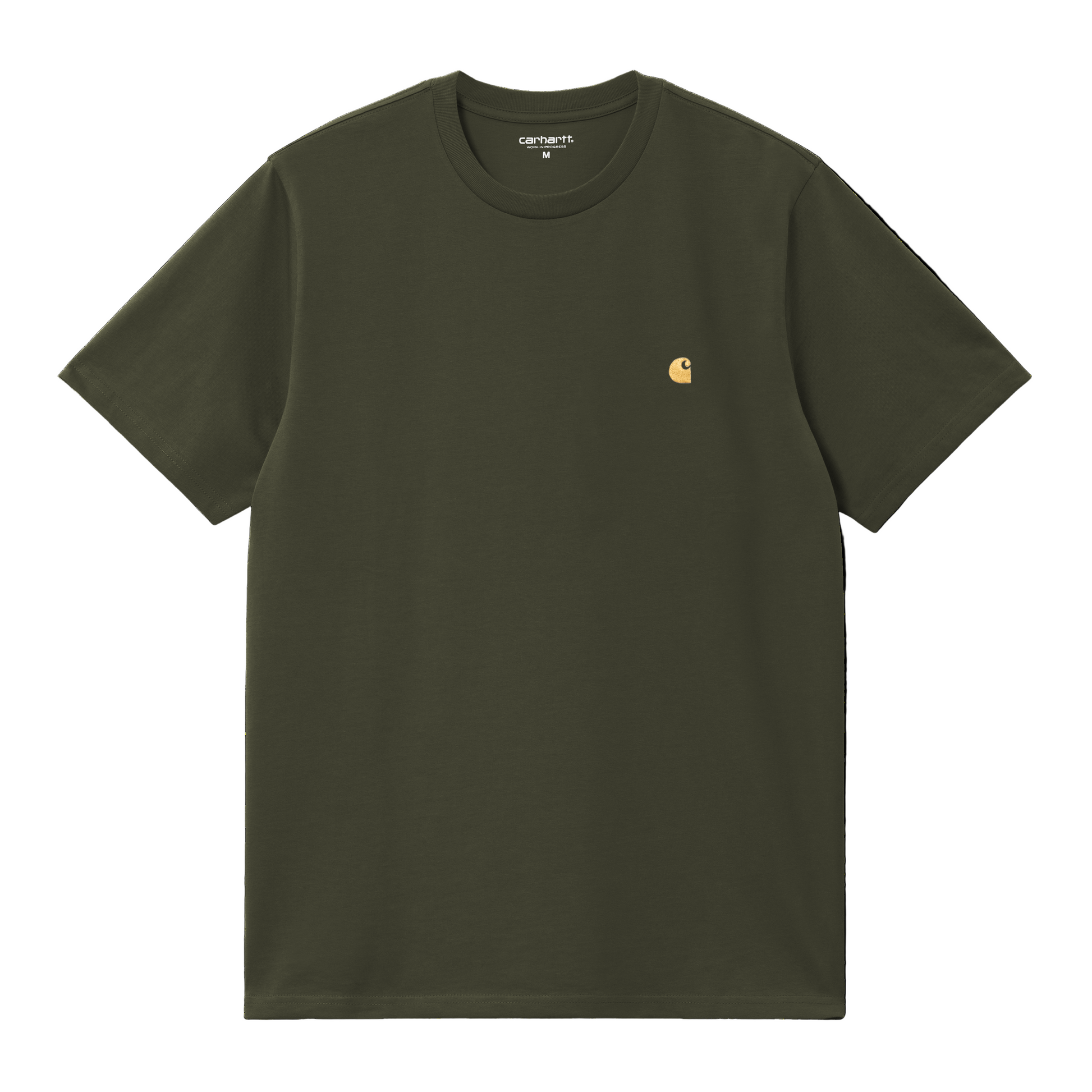 T-Shirt de manga curta para homem Carhartt WIP Chase em Olive/Gold. Foto da parte da frente.