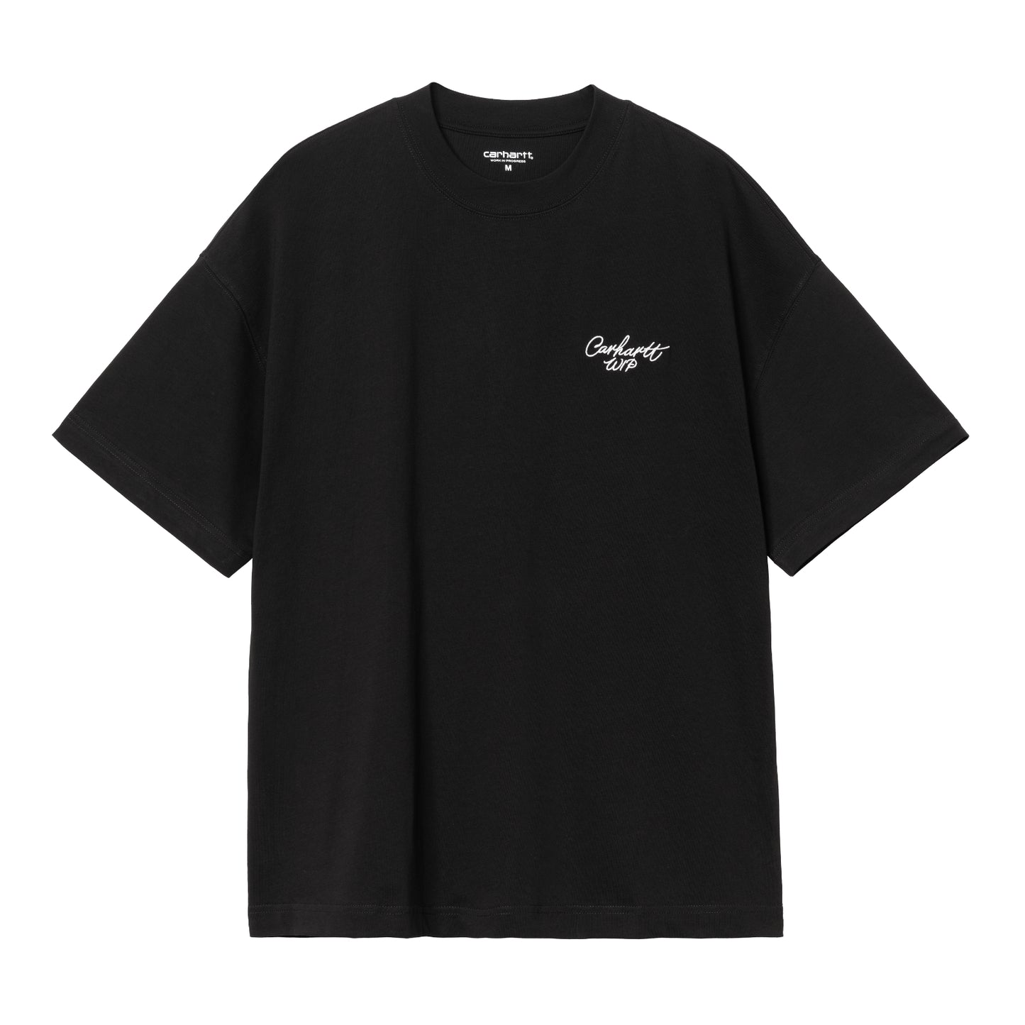 Carhartt WIP Signature Script Short Sleeve T-Shirt Black/Wax. Foto da parte da frente.