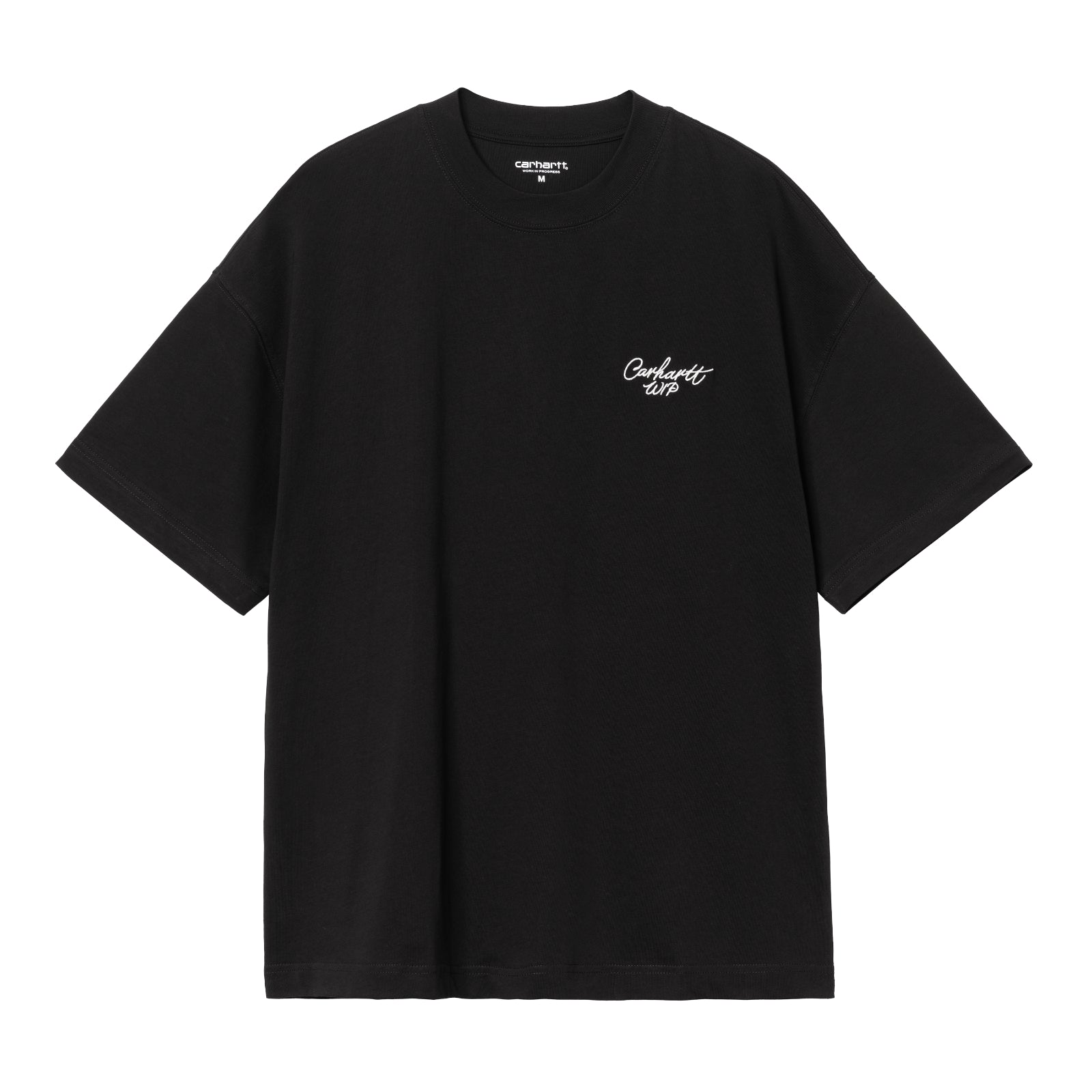 Carhartt WIP Signature Script Short Sleeve T-Shirt Black/Wax. Foto da parte da frente.