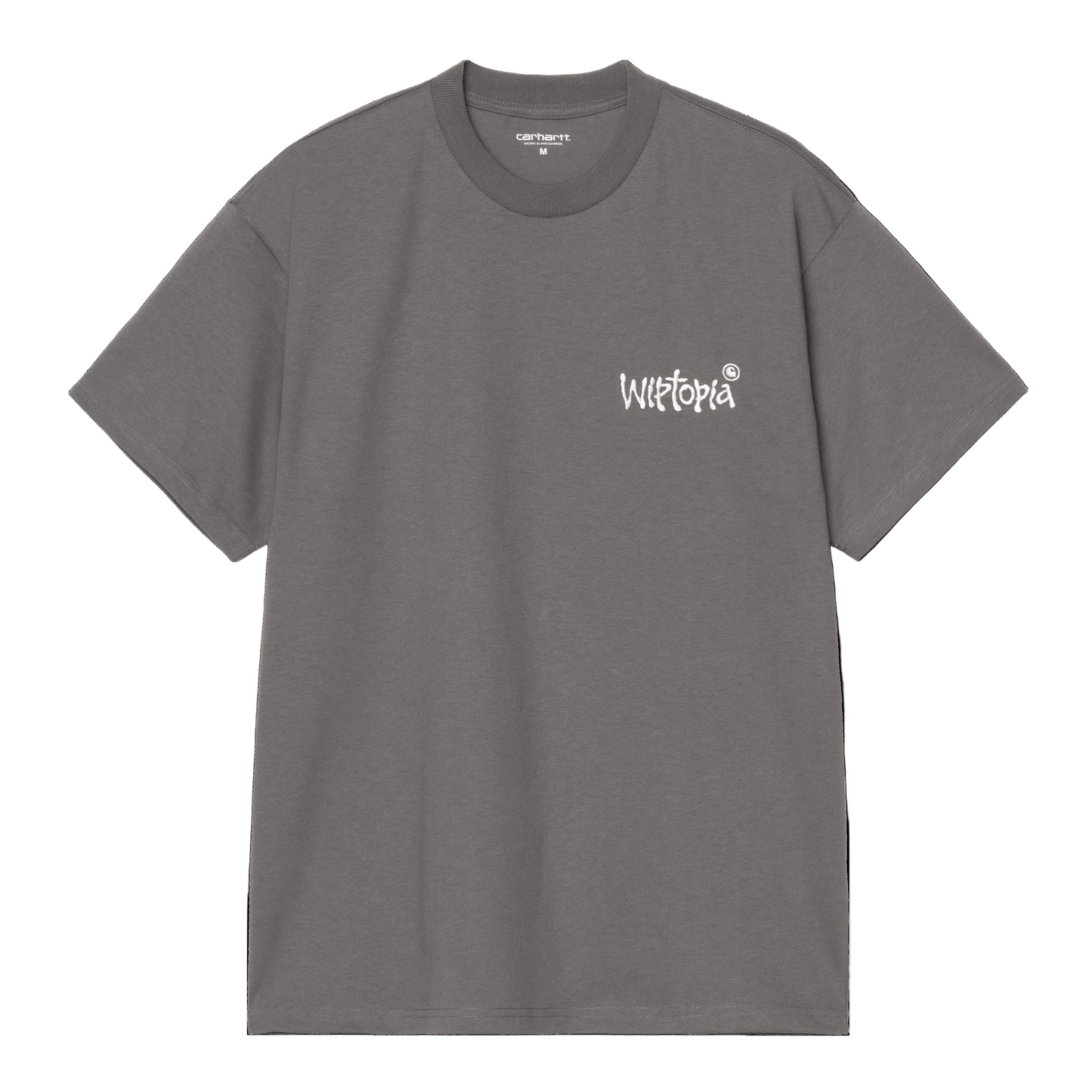 T-Shirt de manga curta para homem Carhartt WIP Wiptopia Script em Porphyry/Wax. Foto da parte da frente.