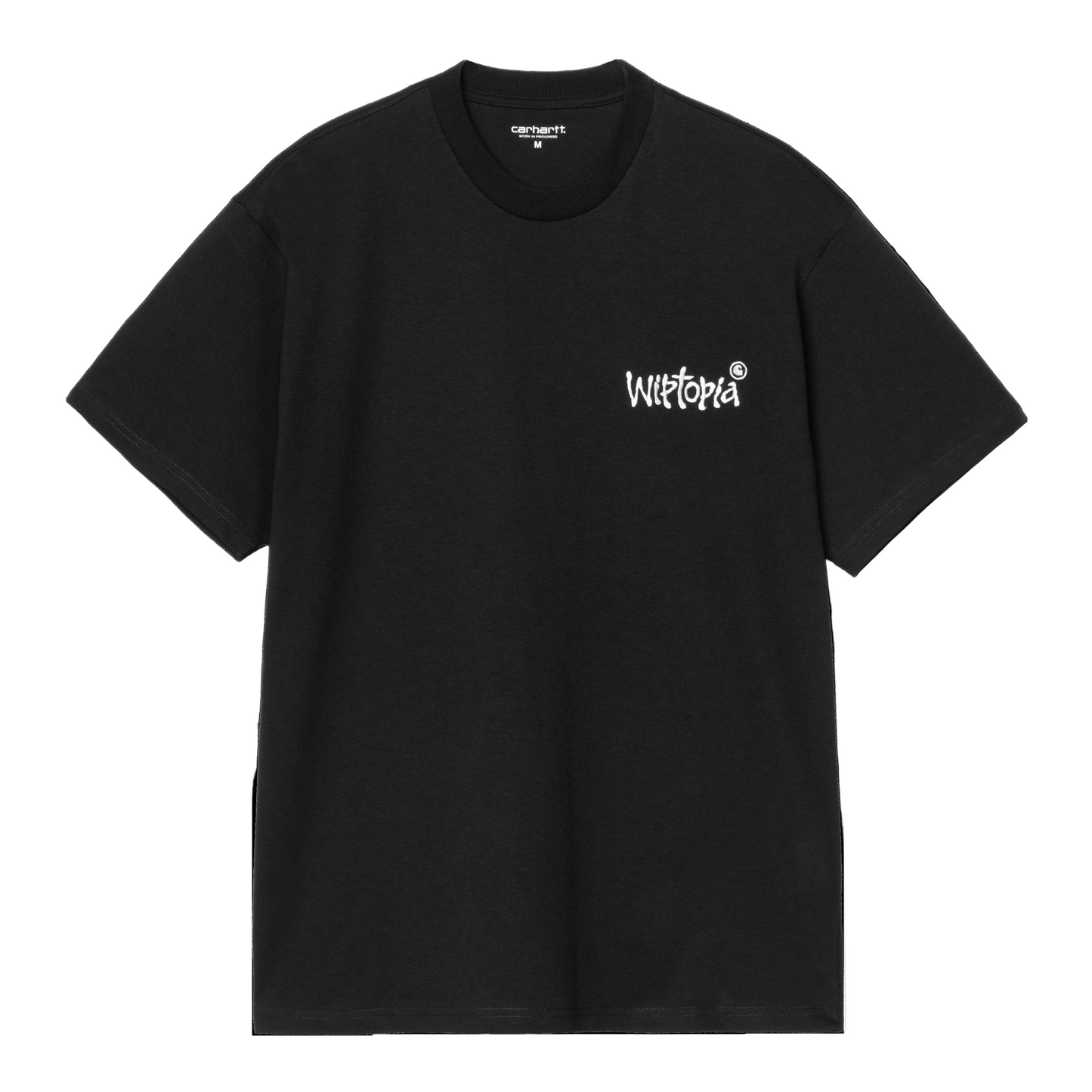 T-Shirt de manga curta para homem Carhartt WIP Wiptopia Script em Preto/Wax. Foto da parte da frente.