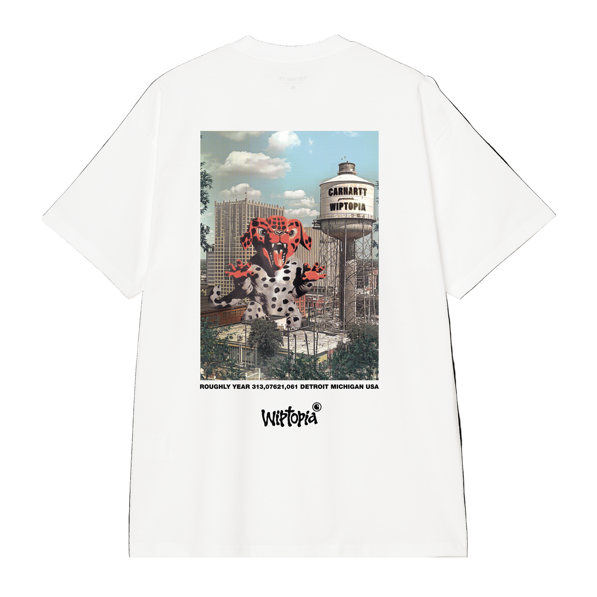 T-Shirt de manga curta para homem Carhartt WIP Wiptopia em Branco. Foto da parte de trás.