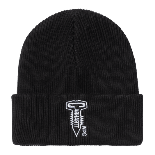 Carhartt WIP Screw Beanie Black. Foto da parte da frente.