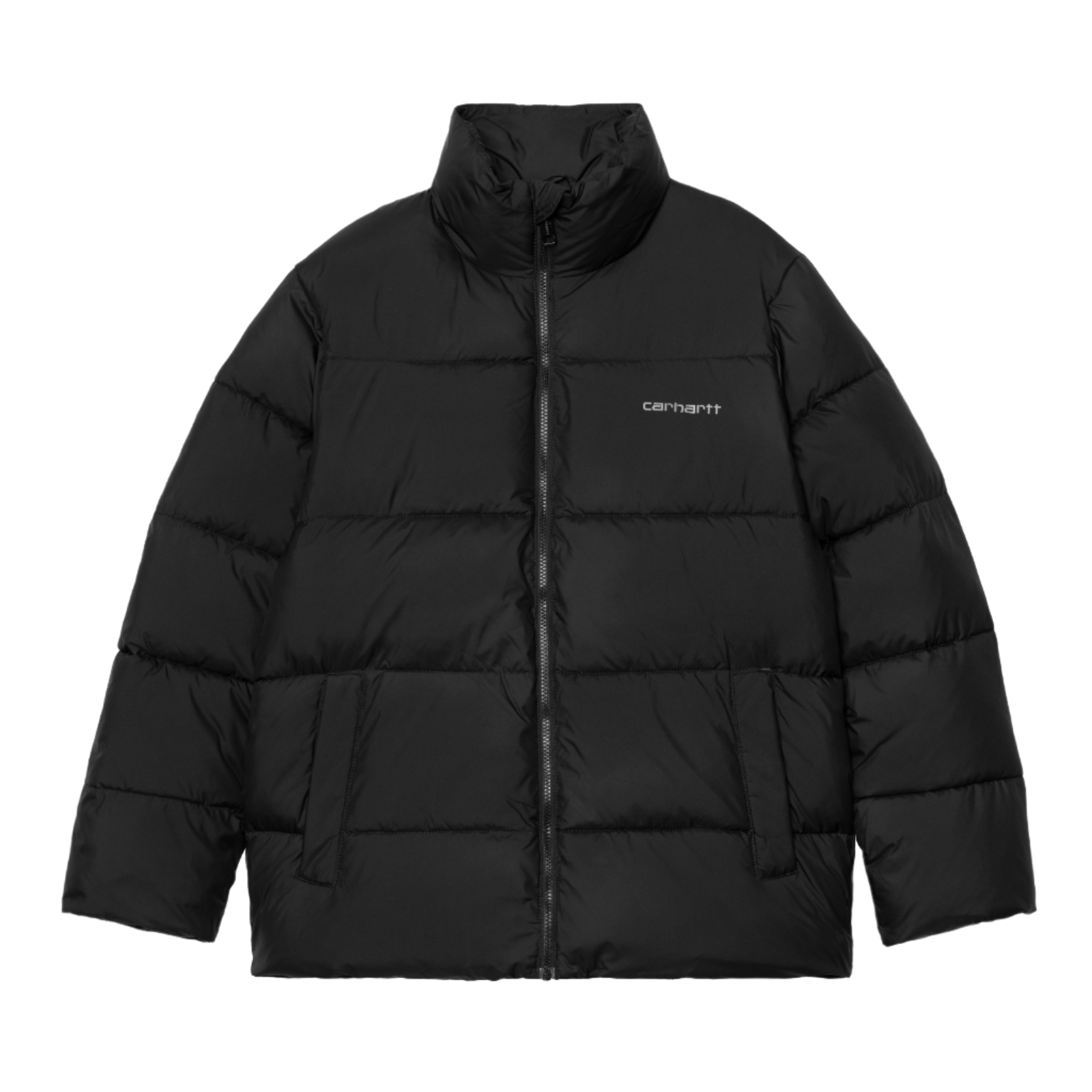 Carhartt WIP Springfield Jacket Black/Misty Grey. Foto da parte da frente fechado.