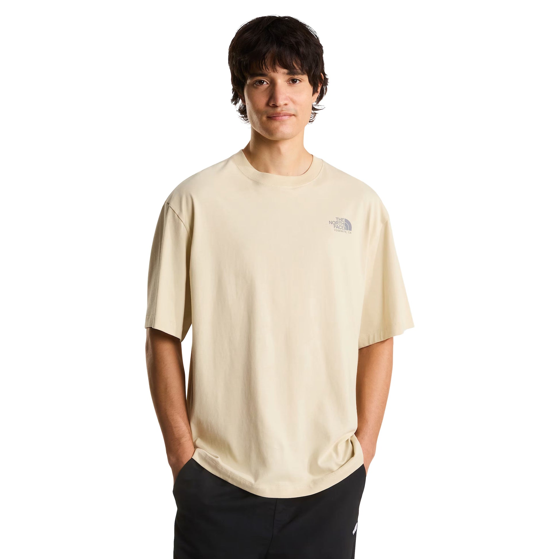 T-Shirt de manga curta para homem The North Face Plant & Fauna Oversize em Desert Stone. Foto da parte da frente, vestida.