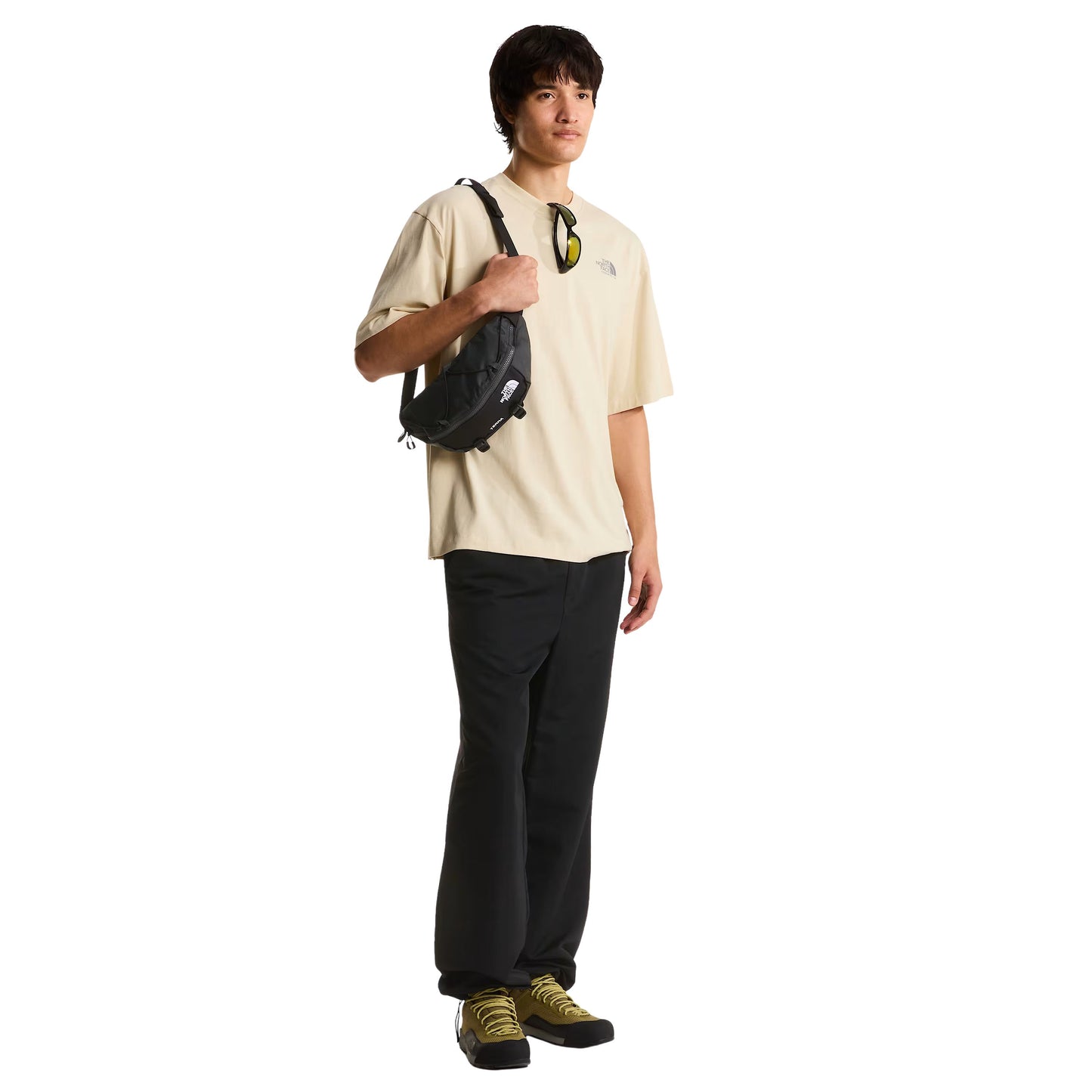 T-Shirt de manga curta para homem The North Face Plant & Fauna Oversize em Desert Stone. Foto da parte da frente, vestida.