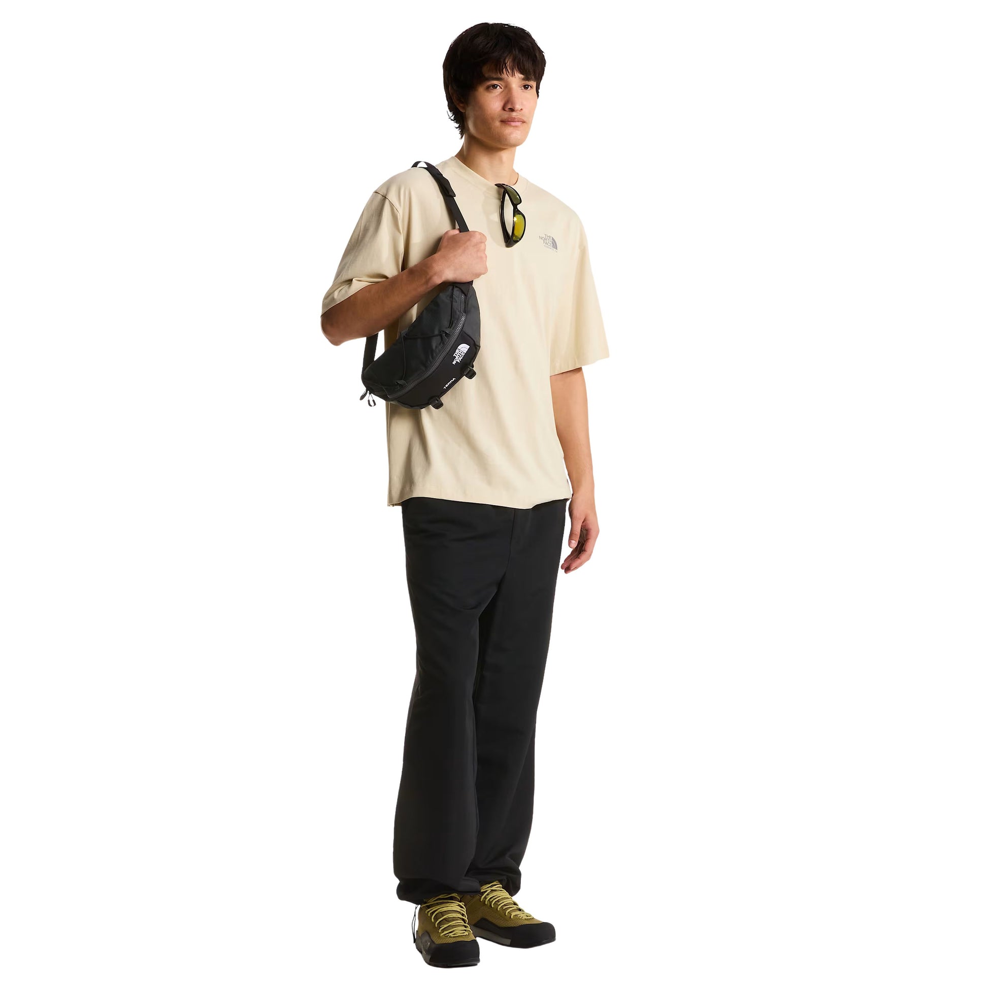 T-Shirt de manga curta para homem The North Face Plant & Fauna Oversize em Desert Stone. Foto da parte da frente, vestida.