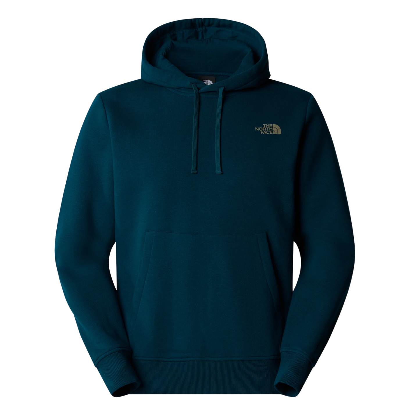 The North Face Topographic Hoodie Midnight Petrol. Foto da parte da frente.