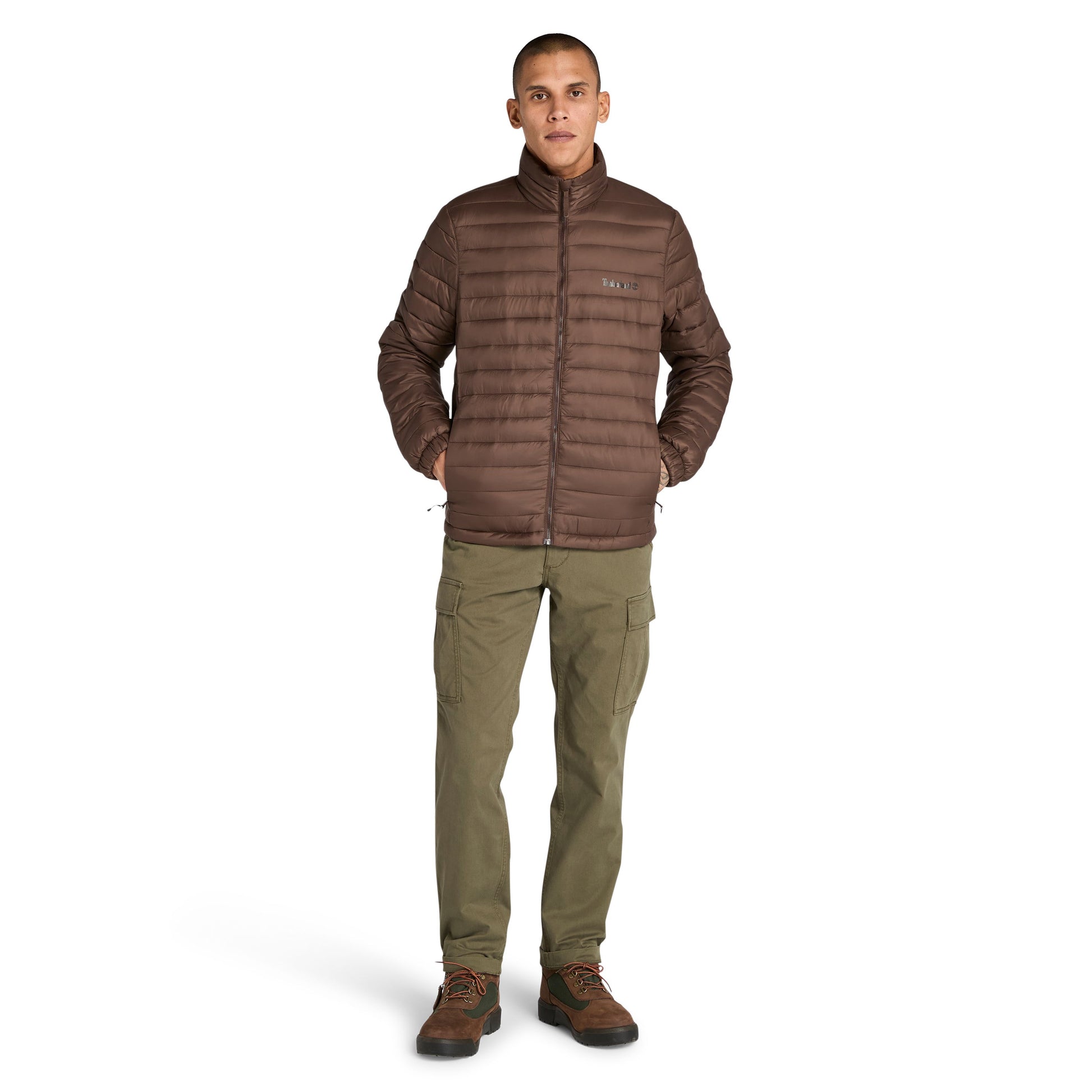 Casaco Hidrorrepelente Duradouro para homem Timberland Axis Peak em Chocolate Brown. Foto da parte da frente, vestido.