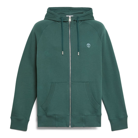 Casaco com carapuço para homem Timberland em malha escovada Exeter River em Green Gables. Foto da parte da frente.