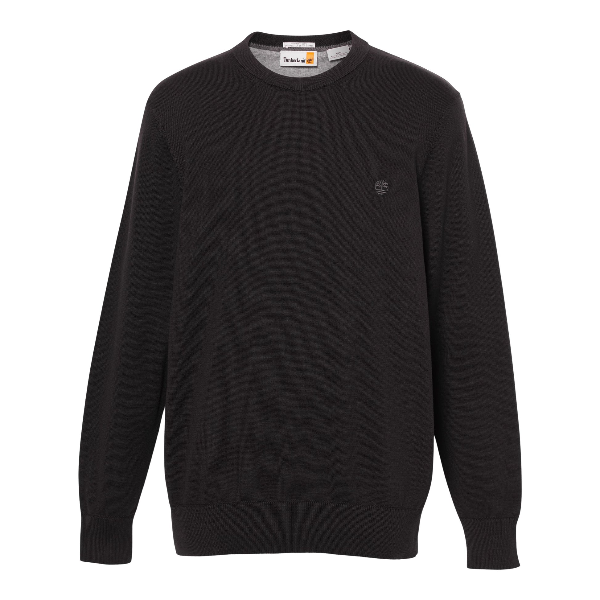 Camisola de malha de algodão para homem Timberland Williams River em Preto/Pavement. Foto da parte da frente.