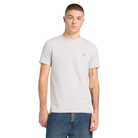 T-Shirt de manga curta para homem Timberland Dunstan River em Gray Dawn. Foto da parte da frente, vestida.