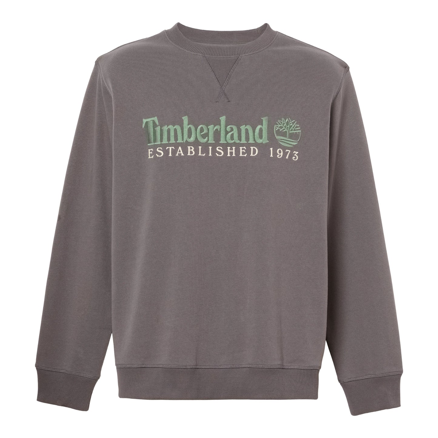 Sweat para homem Timberland Established 1973 Embroidered Logo em Blackened Pearl. Foto da parte da frente.