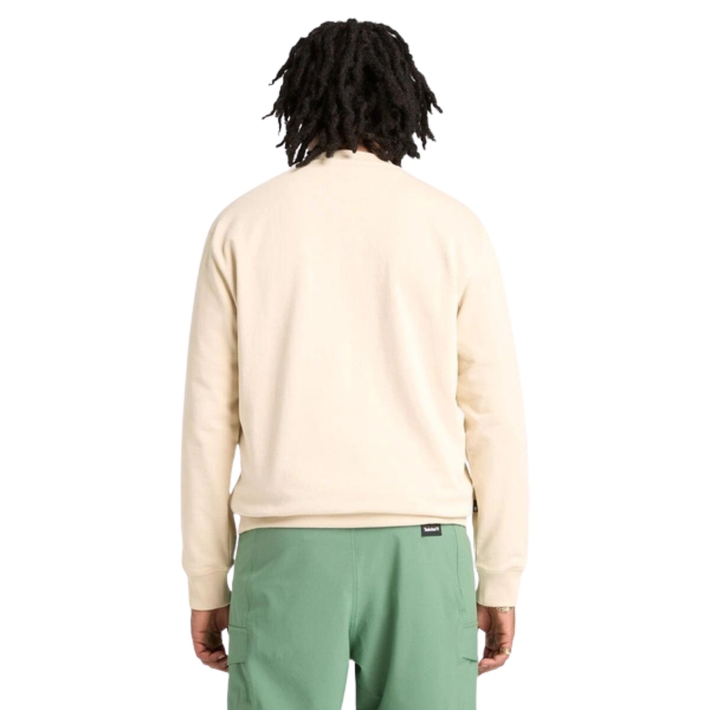 Sweat para homem Timberland Established 1973 Embroidered Logo em Putty. Foto da parte de trás, vestida.