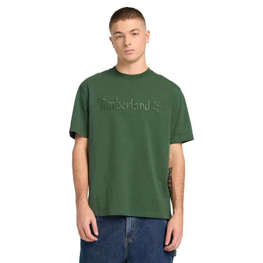 T-Shirt de manga curta para homem Timberland Hampthon em Pineneedle. Foto da parte da frente, vestida.