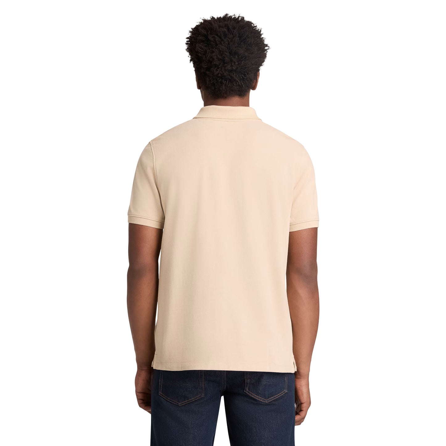 Polo de manga curta para homem Timberland Millers River Pique em Safari. Forto da parte de trás, vestido.