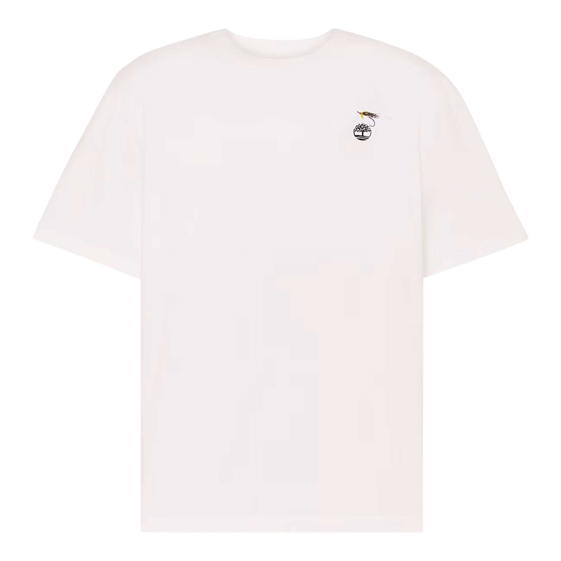 T-Shirt de manga curta unissexo Timberland Slogan em Branco. Foto da parte da frente.