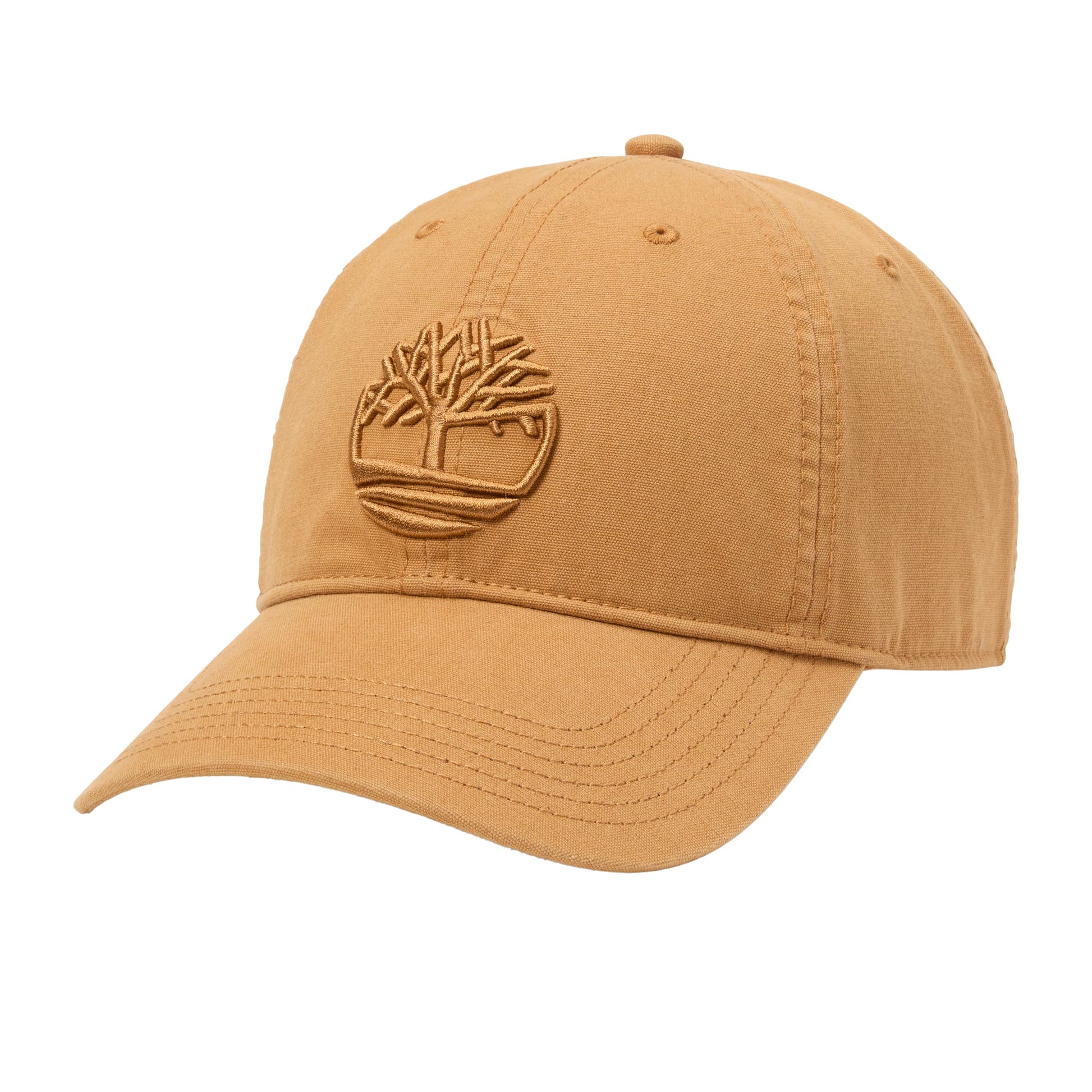 Boné unissexo Timberland Soundview Baseball em Wheat. Foto da parte da frente.