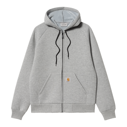 Carhartt WIP Car-Lux Hooded Jacket Grey Heather/Grey. Foto da parte da frente.