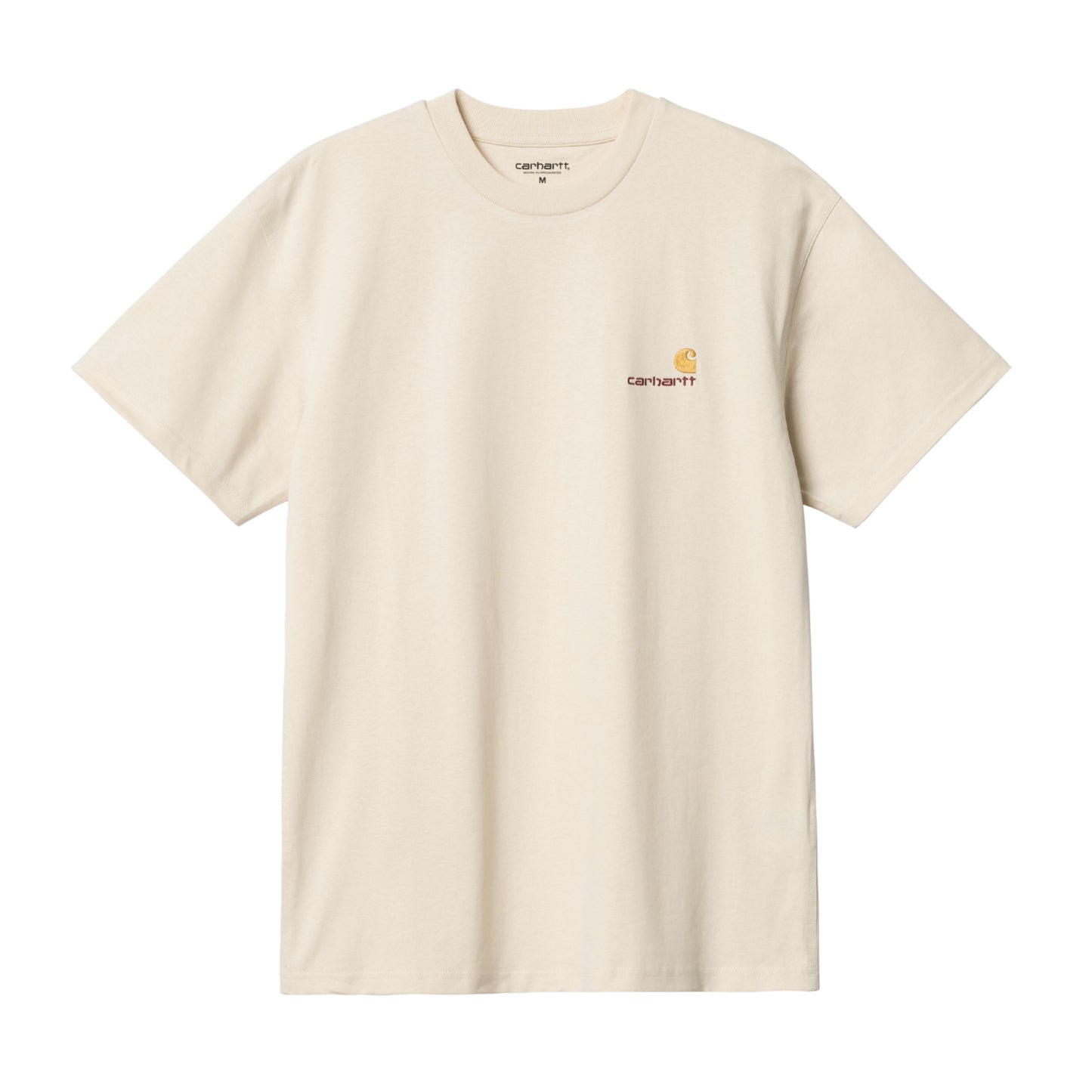 T-Shirt de manga curta para homem Carhartt WIP American Script em Natural. Foto da parte da frente.
