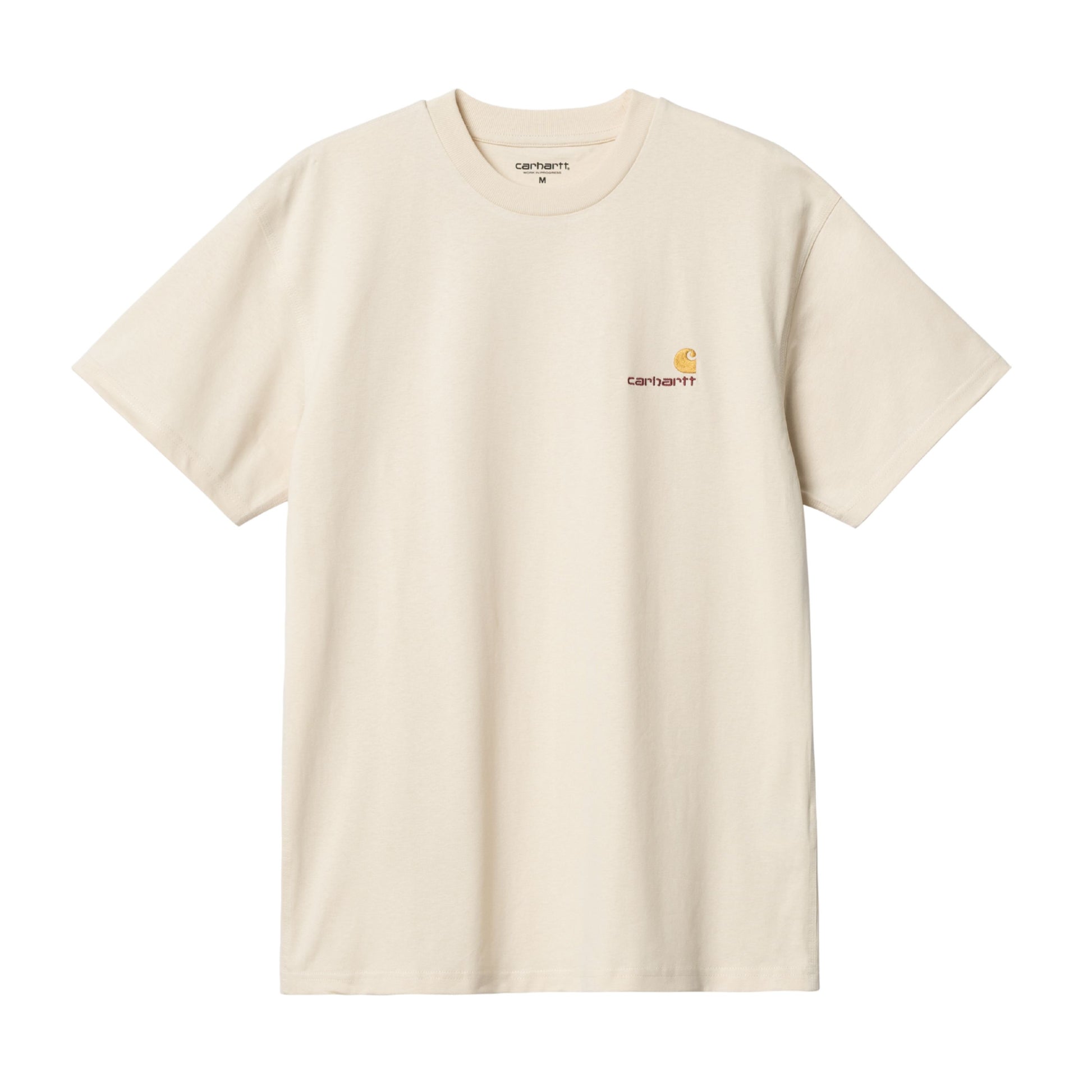 T-Shirt de manga curta para homem Carhartt WIP American Script em Natural. Foto da parte da frente.