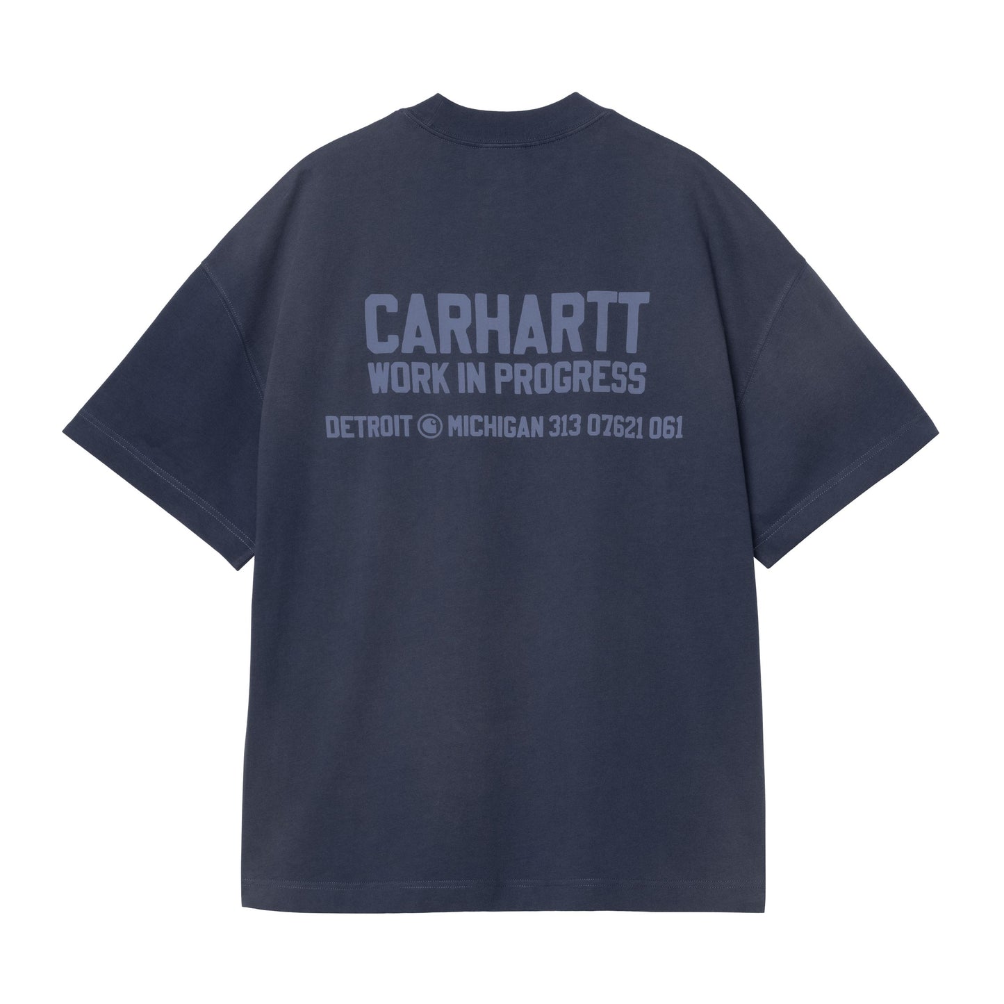 T-Shirt de manga curta para homem Carhartt WIP Distance em Jupiter Stone Dyed. Foto da parte de trás.